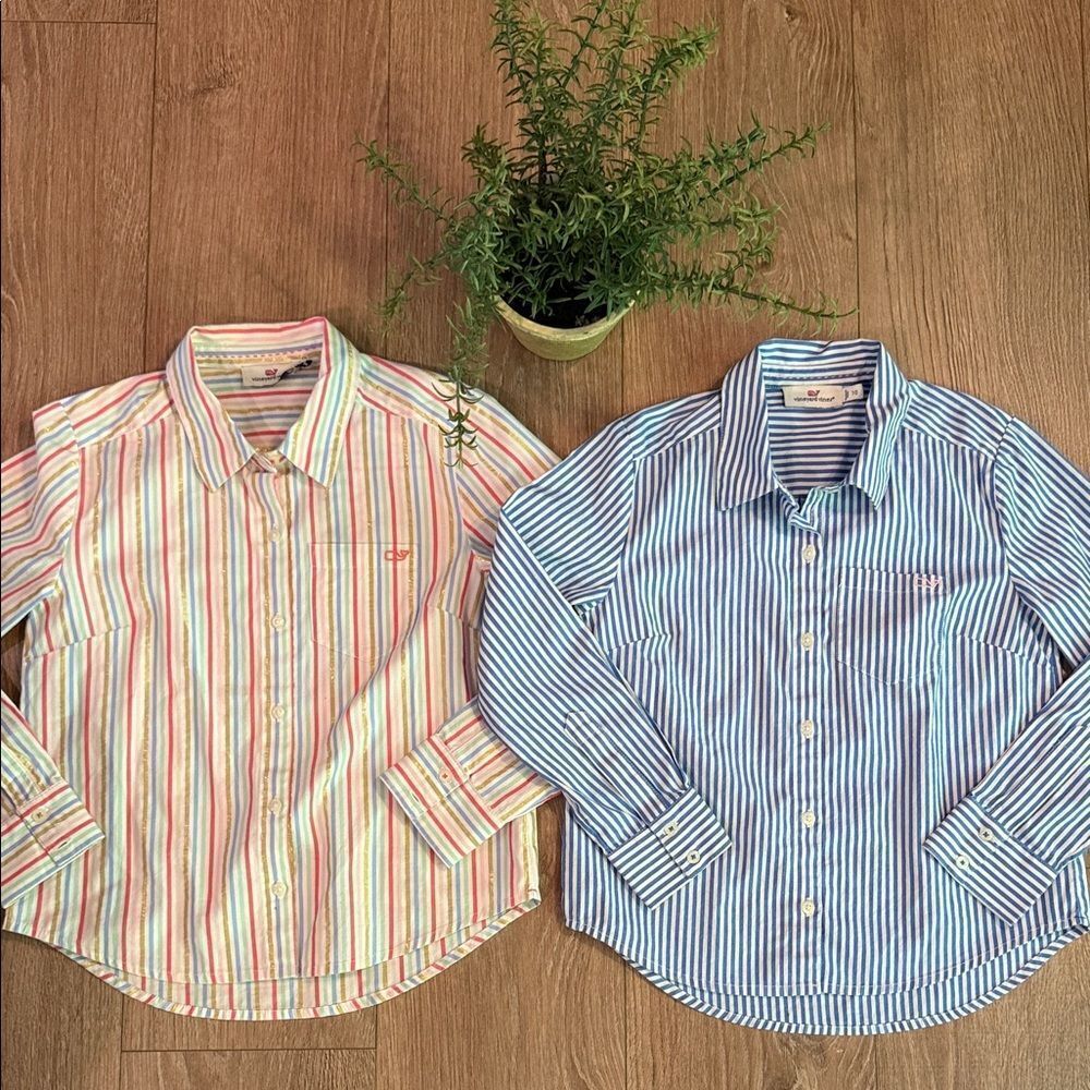 ((2 PIECE)) VINEYARD VINES GIRLS COTTON BUTTON DOWN SHIRTS SIZE 10